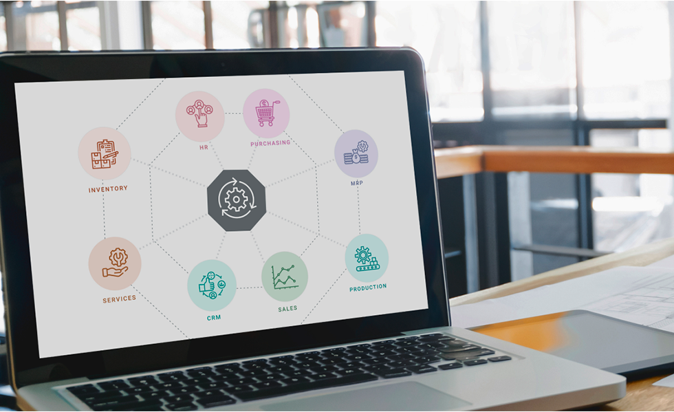 Construction integrations illustration on a laptop screen